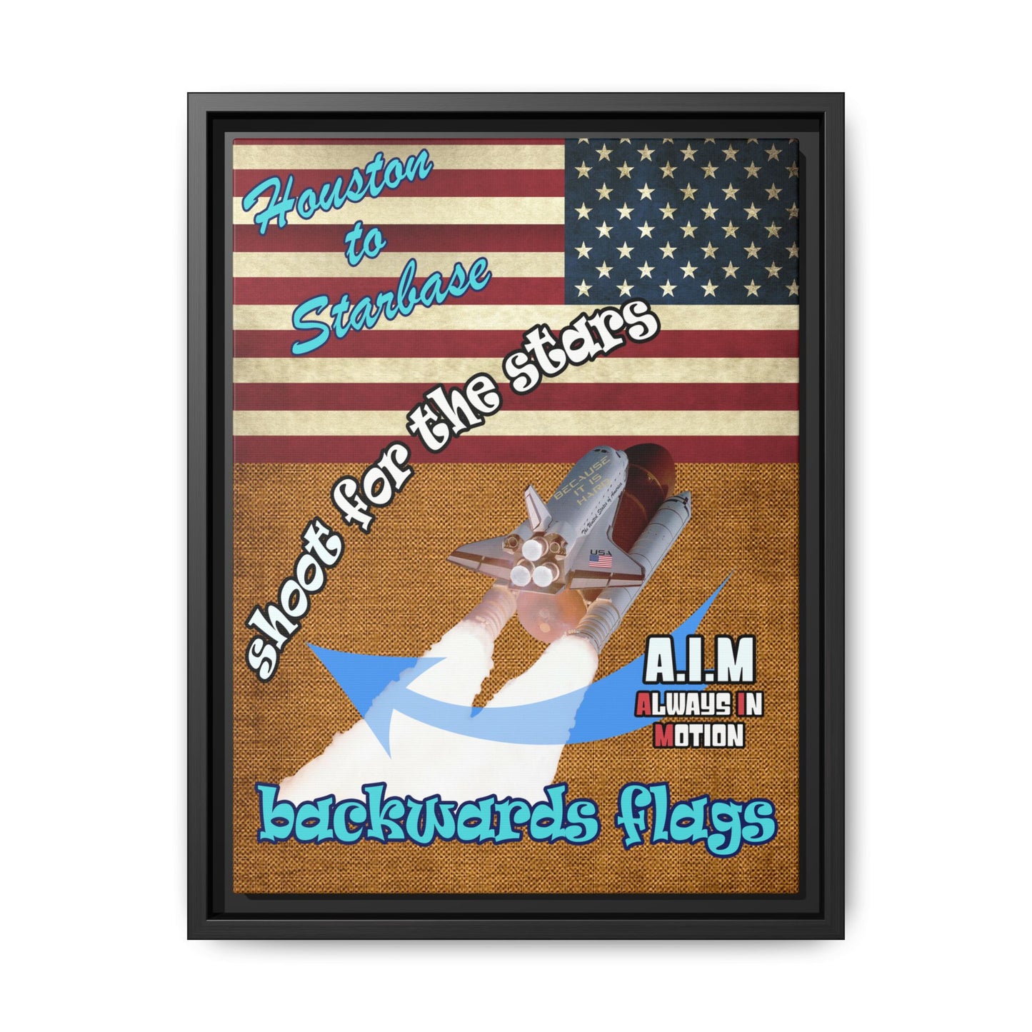 shoot for the stars - framed canvas art (brown papyrus)