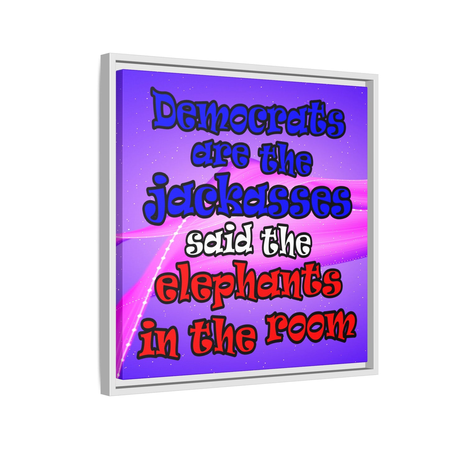 donkeys and elephants - framed canvas art (purple-pink wave)