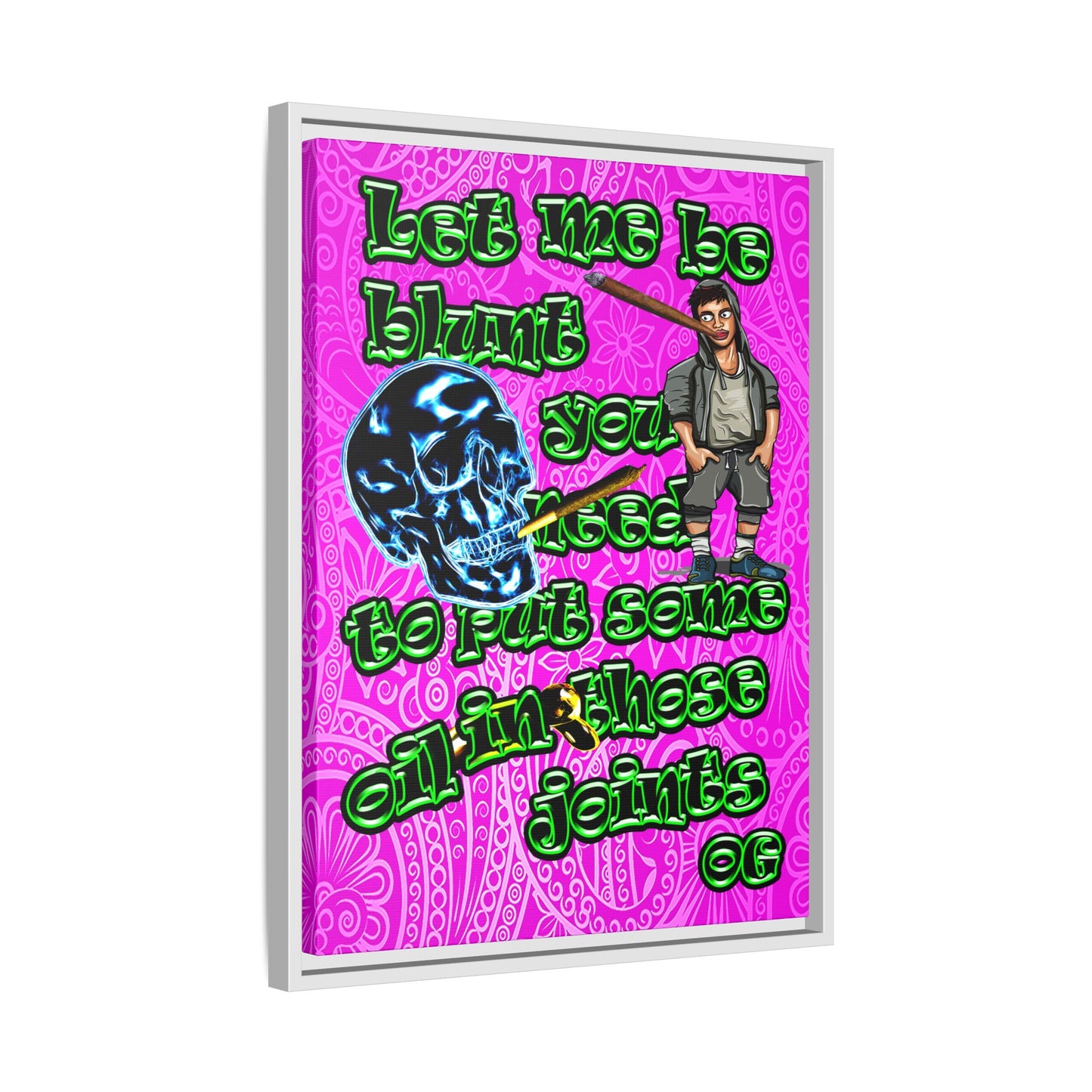 og - framed canvas art (pink swirl)