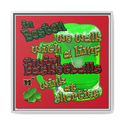 celtics logo - framed canvas art (dark red)