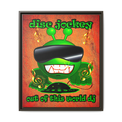 disc jockey - framed canvas art (burnt orange)