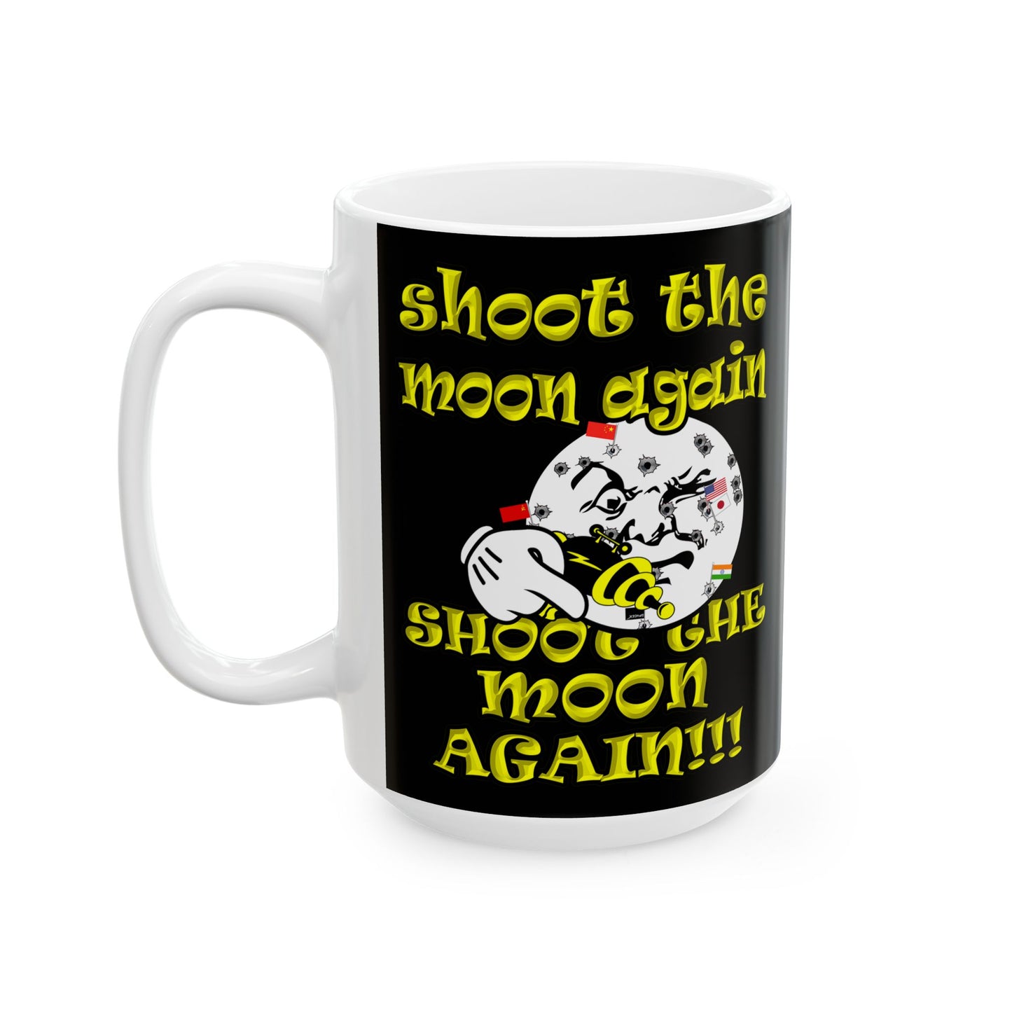 shoot the moon again - White Mug (black)