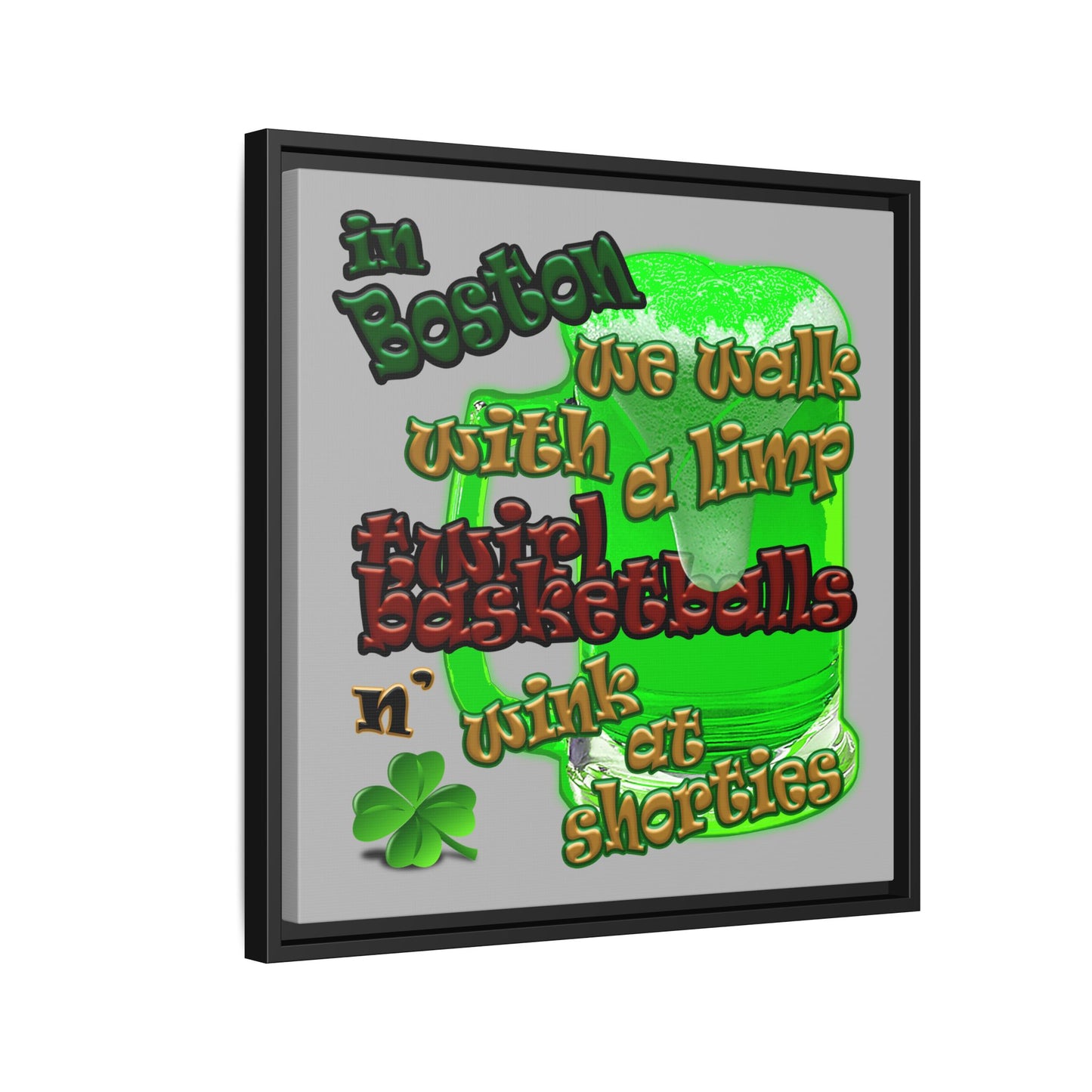 celtics logo - framed canvas art (light grey)