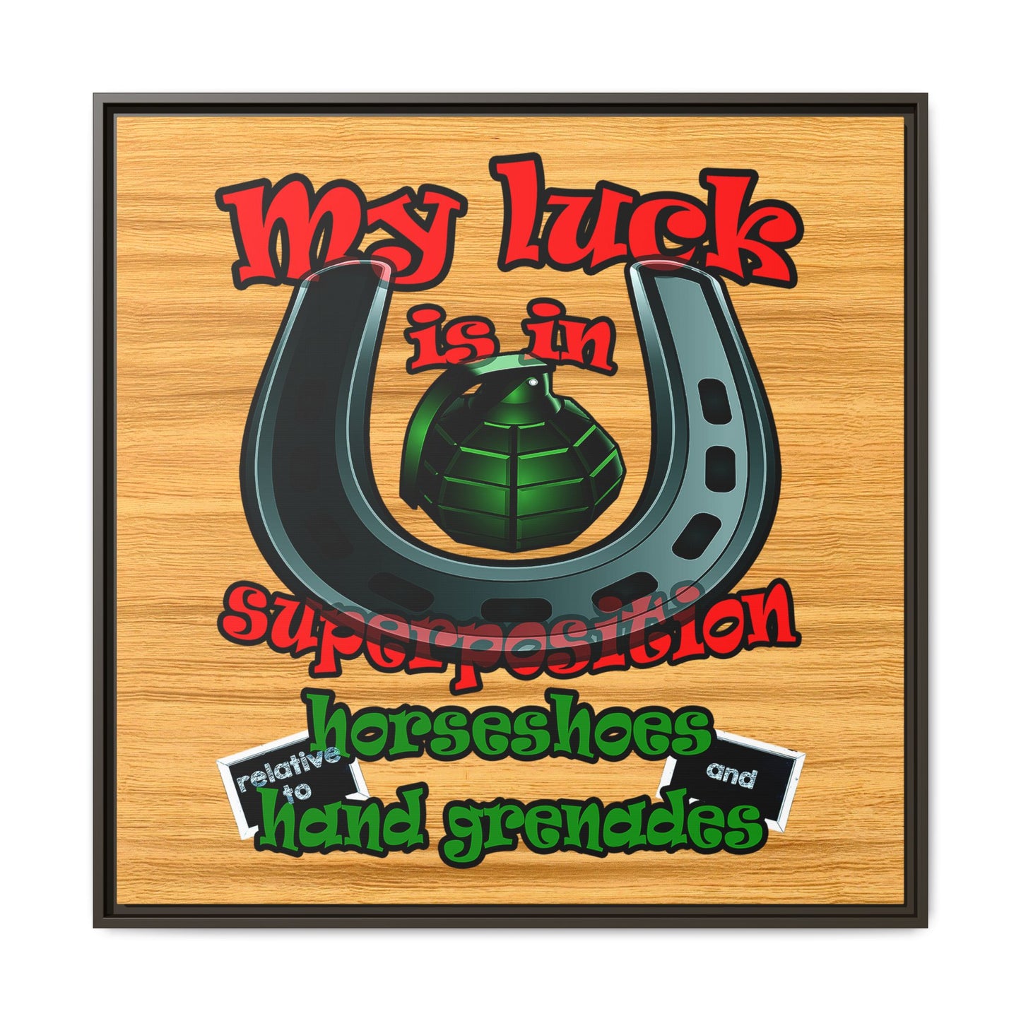 my luck - framed canvas art (butterscotch wood finish)