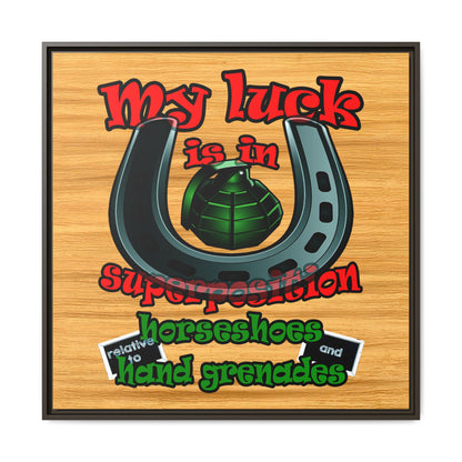 my luck - framed canvas art (butterscotch wood finish)