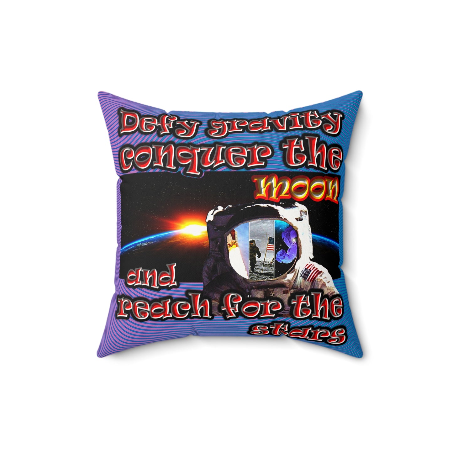 defy conquer reach - Faux Suede Square Pillow - (light blue-purple wave)