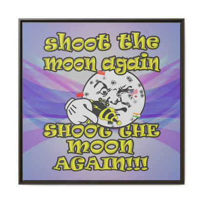 shoot the moon again - framed canvas art (light blue-pink wave)