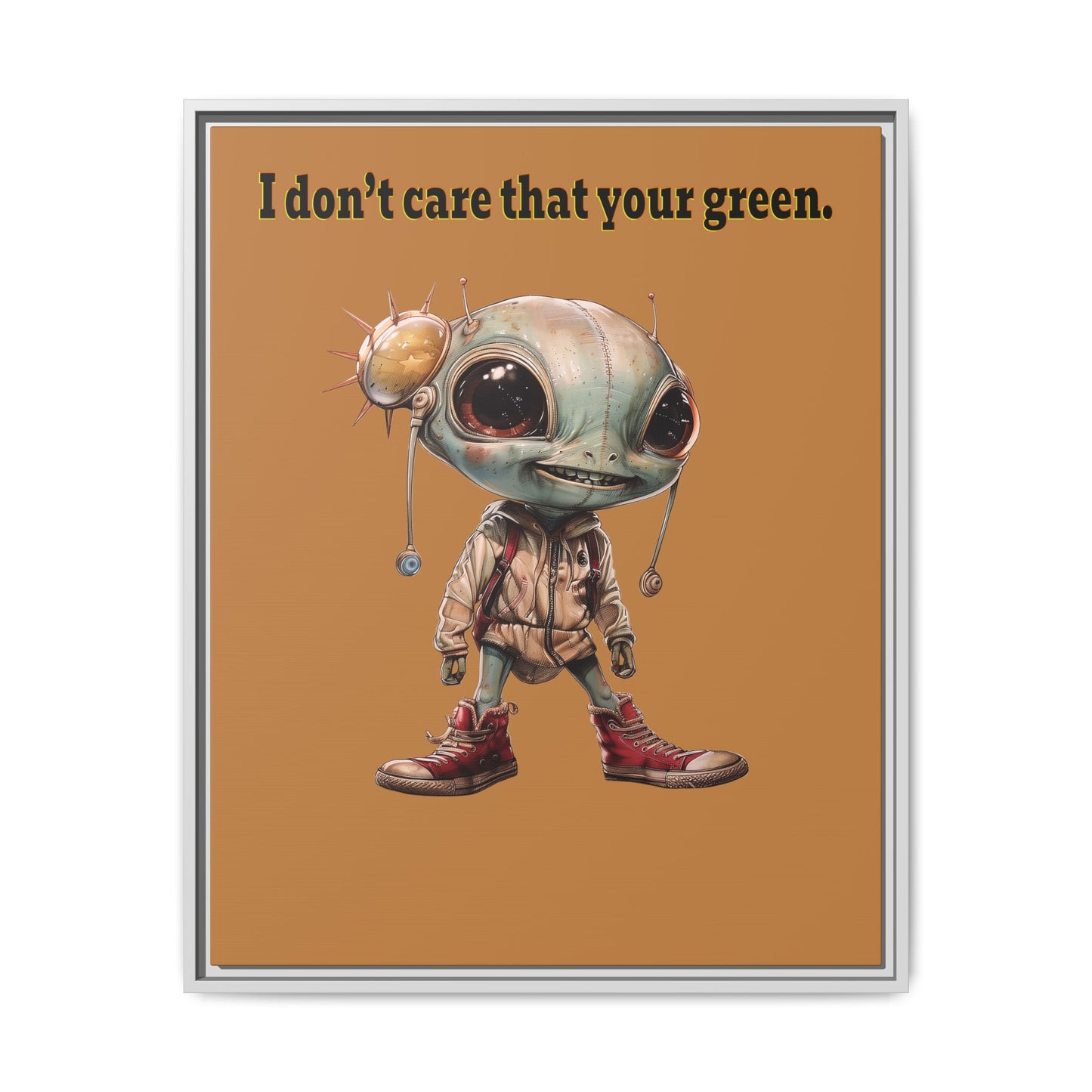 I don't care that your green - framed canvas art (light brown)