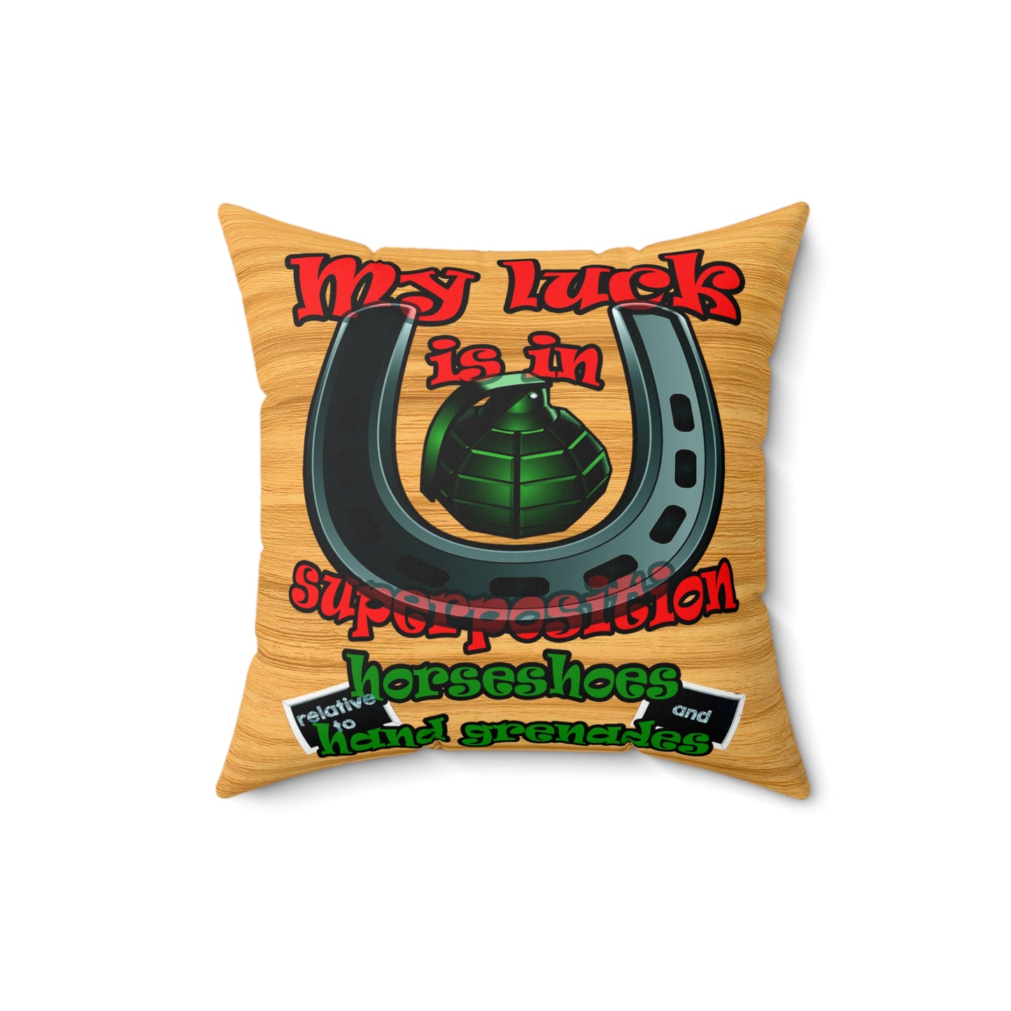 my luck - Faux Suede Square Pillow - (butterscotch wood finish)