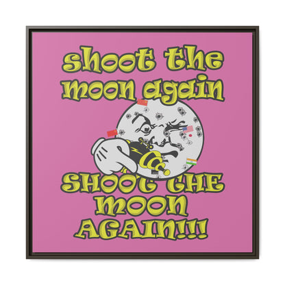 shoot the moon again - framed canvas art (light pink)