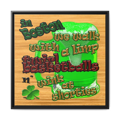 celtics logo - framed canvas art (butterscotch wood finish)