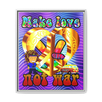 love peace - framed canvas art (purple wave)
