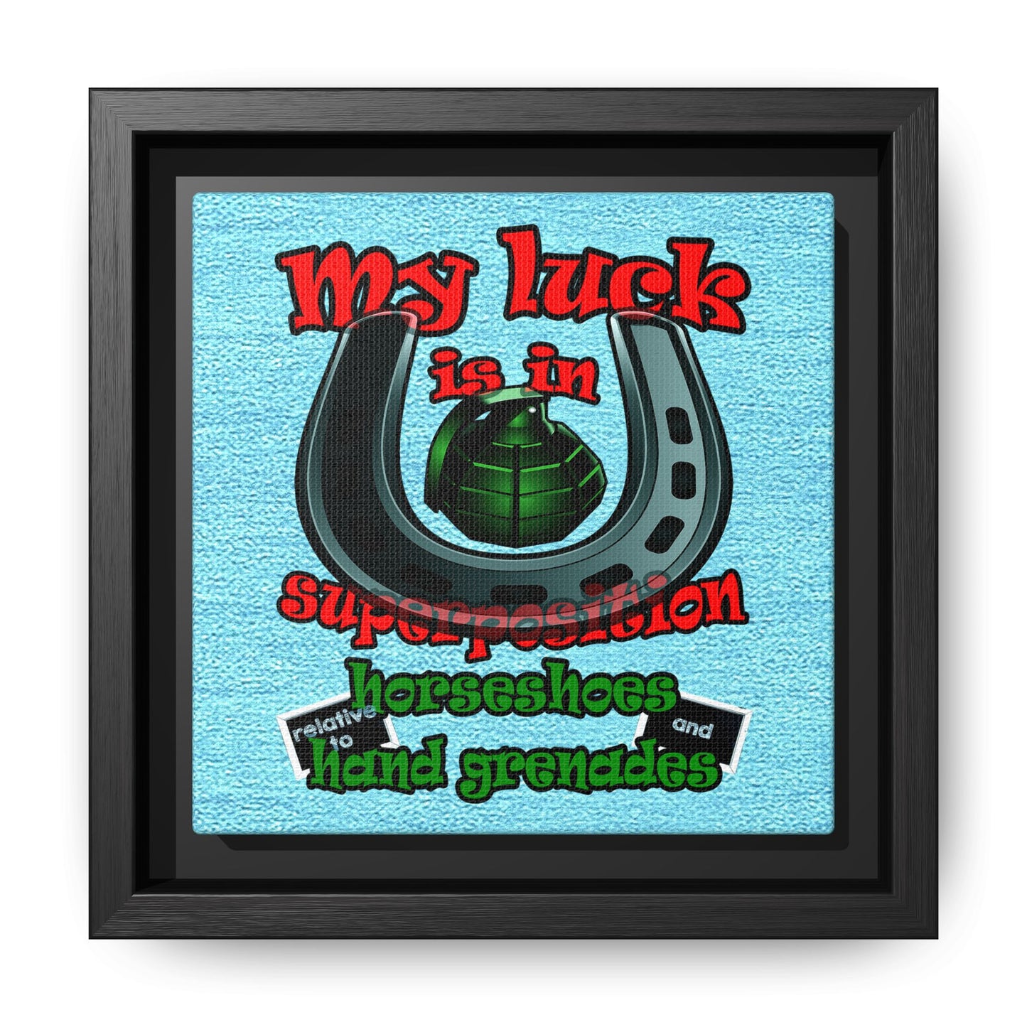 my luck - framed canvas art (faded blue)