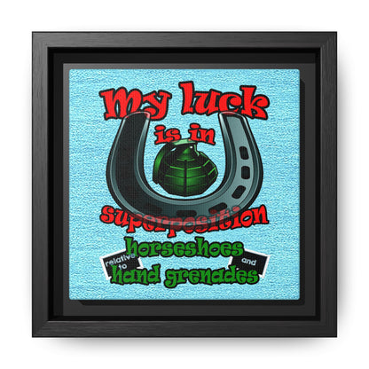 my luck - framed canvas art (faded blue)
