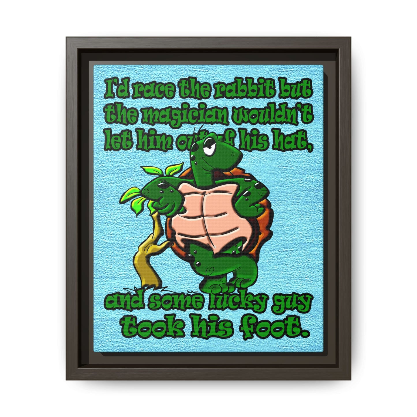 turtle race - framed canvas art (faded blue)