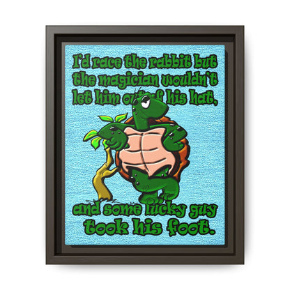 turtle race - framed canvas art (faded blue)