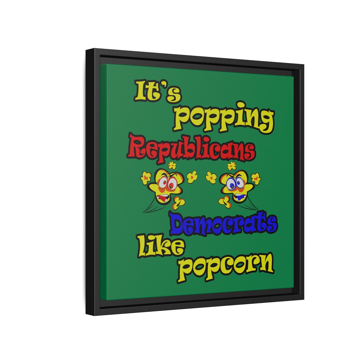 popping like popcorn - framed canvas art (dark green)