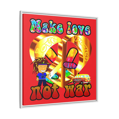 love peace - framed canvas art (red)