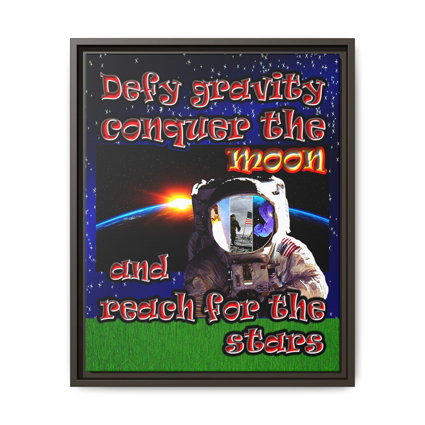 defy conquer reach - framed canvas art ('snoops' background)