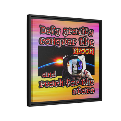 defy conquer reach - framed canvas art (color blur)