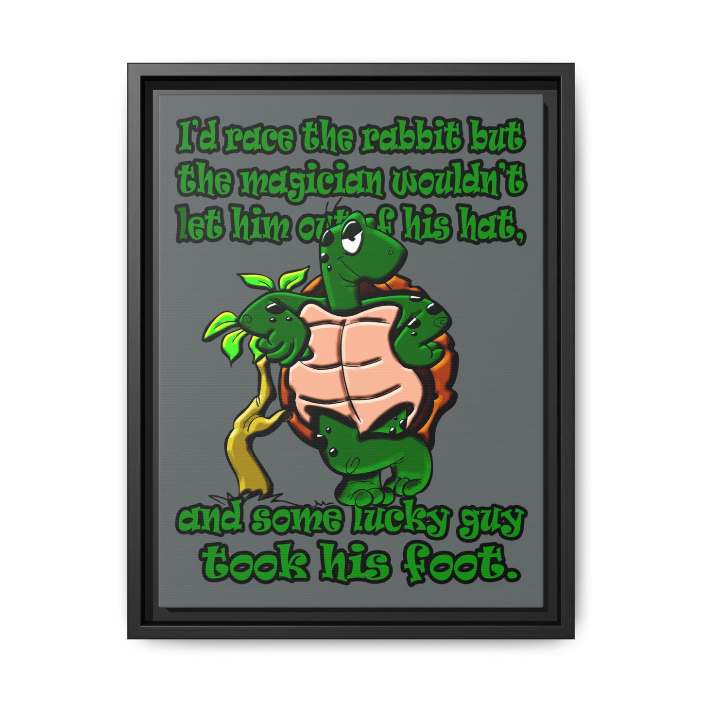 turtle race - framed canvas art (dark grey)