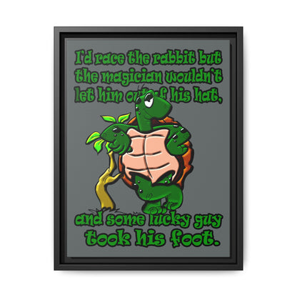 turtle race - framed canvas art (dark grey)