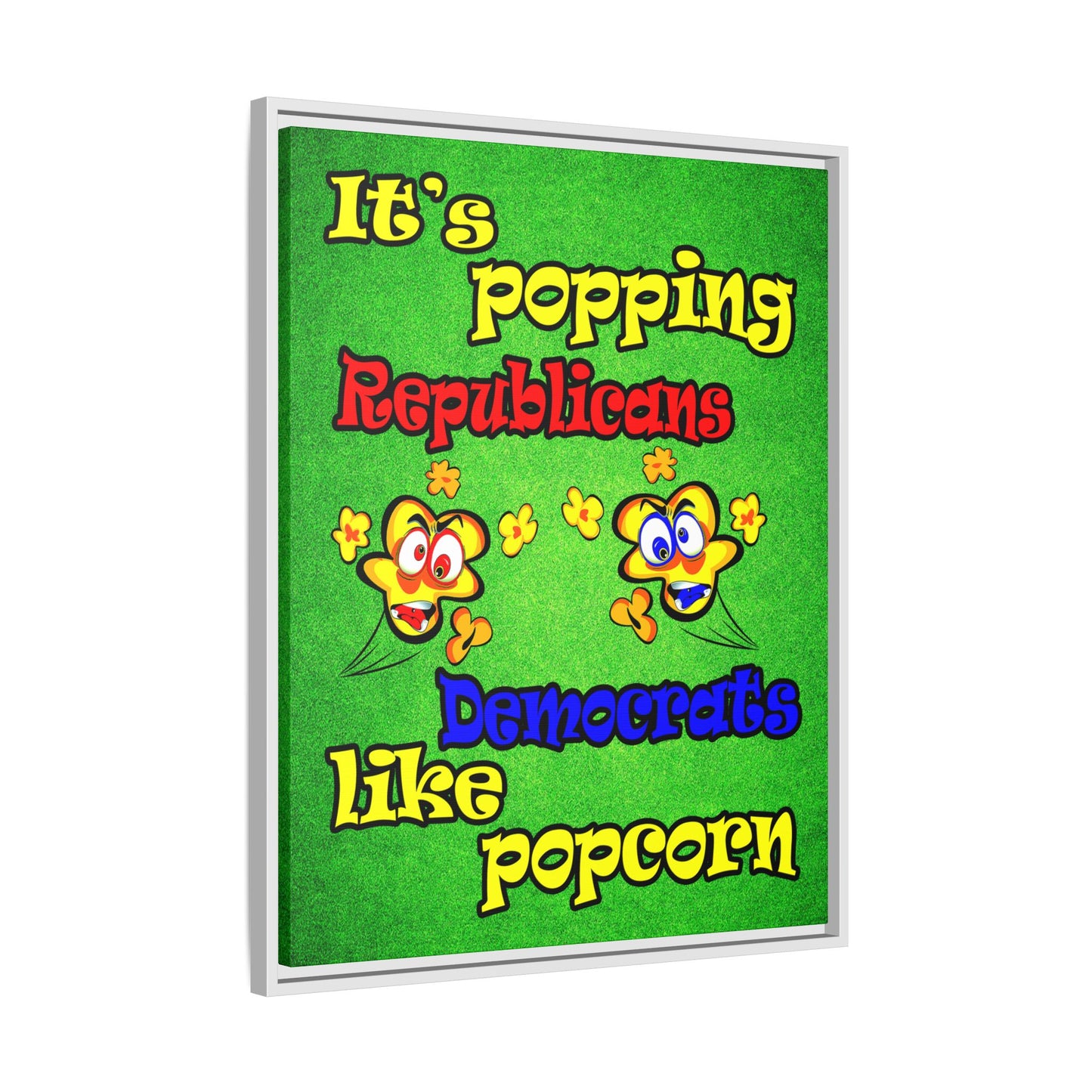 popping like popcorn - framed canvas art (green turf)