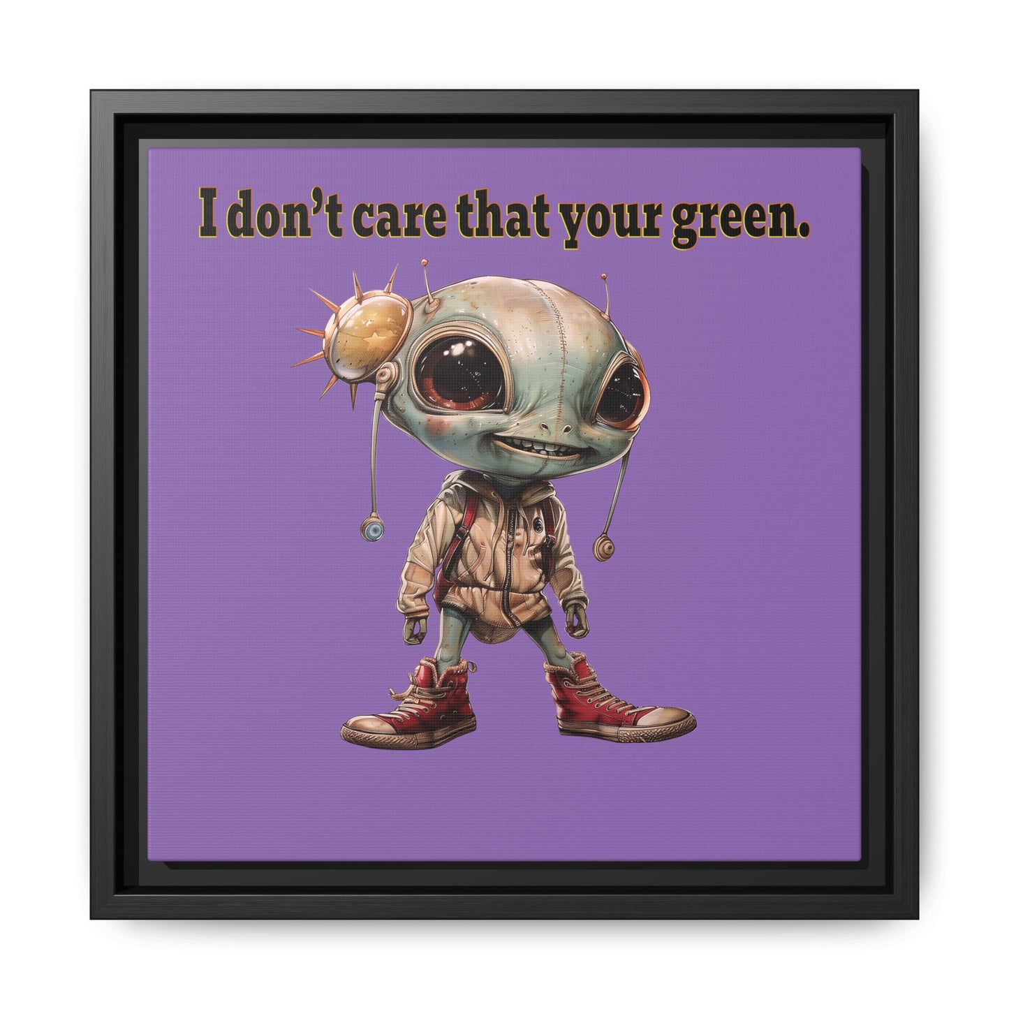I don't care that your green - framed canvas art (light purple)
