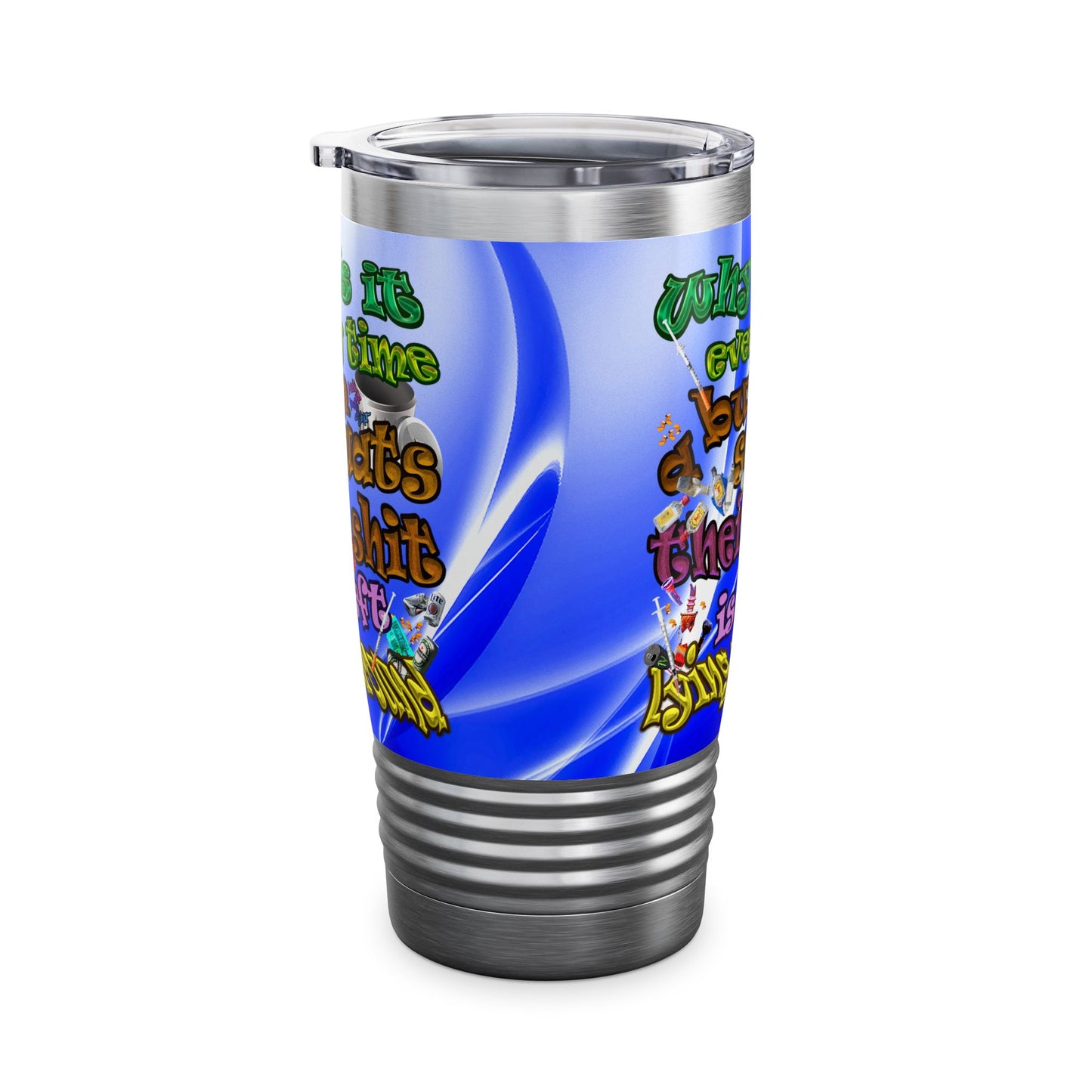 the bum's shit - Ringneck Tumbler, 20oz (blue-white wave)