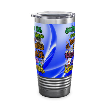the bum's shit - Ringneck Tumbler, 20oz (blue-white wave)