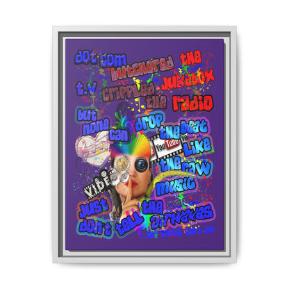 drop the beat - framed canvas art (purple)