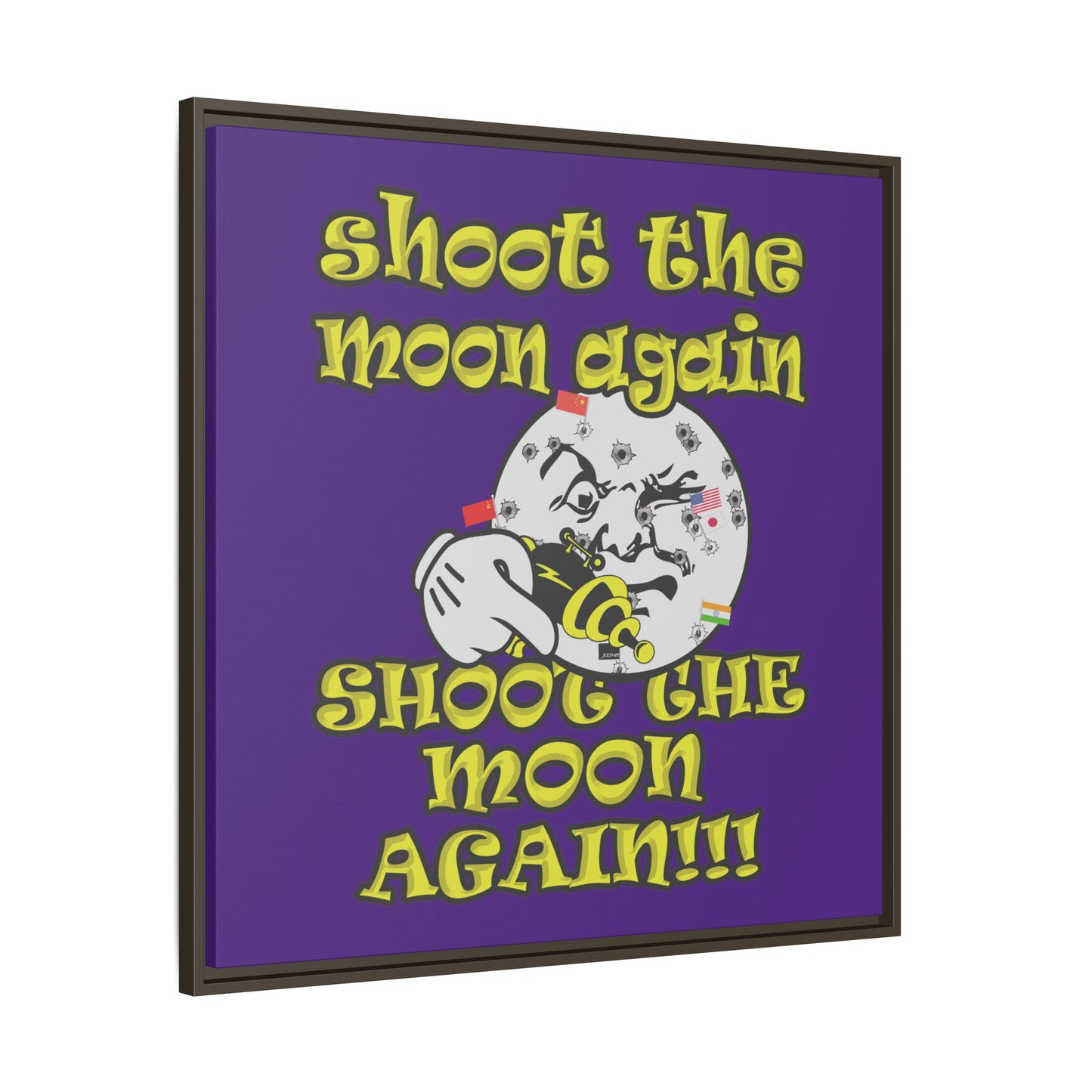shoot the moon again - framed canvas art (purple)