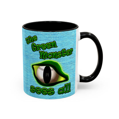 green monster - Accent Mug (faded blue)