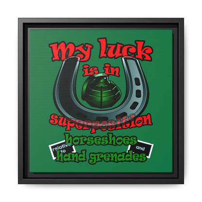 my luck - framed canvas art (dark green)