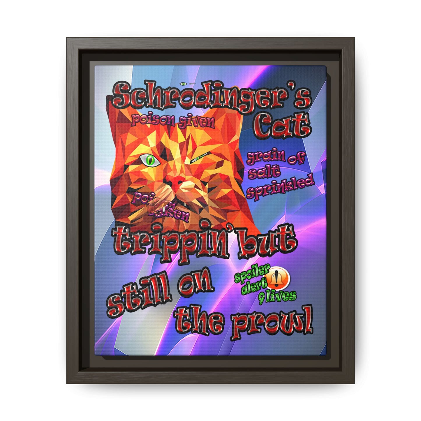 schrodinger's cat - framed canvas art (grey-pink wave)