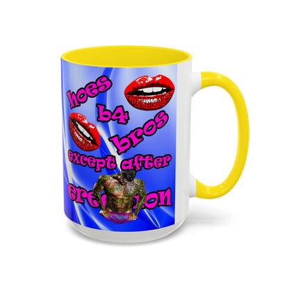 hoes b4 bros - Accent Mug (blue-white wave)