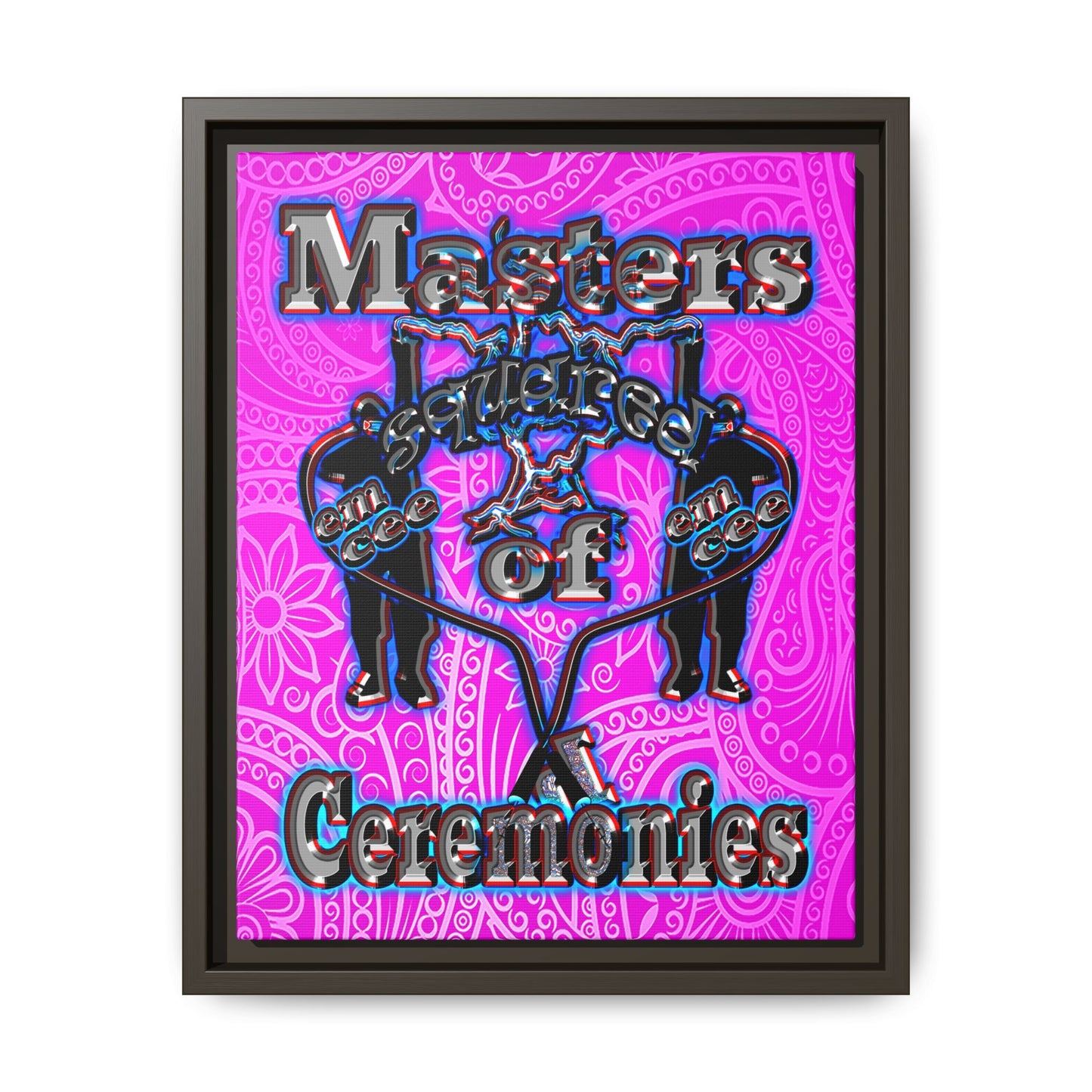 em cee squared - framed canvas art (pink swirl)