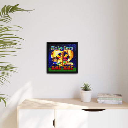 love peace - framed canvas art ('snoops' background)