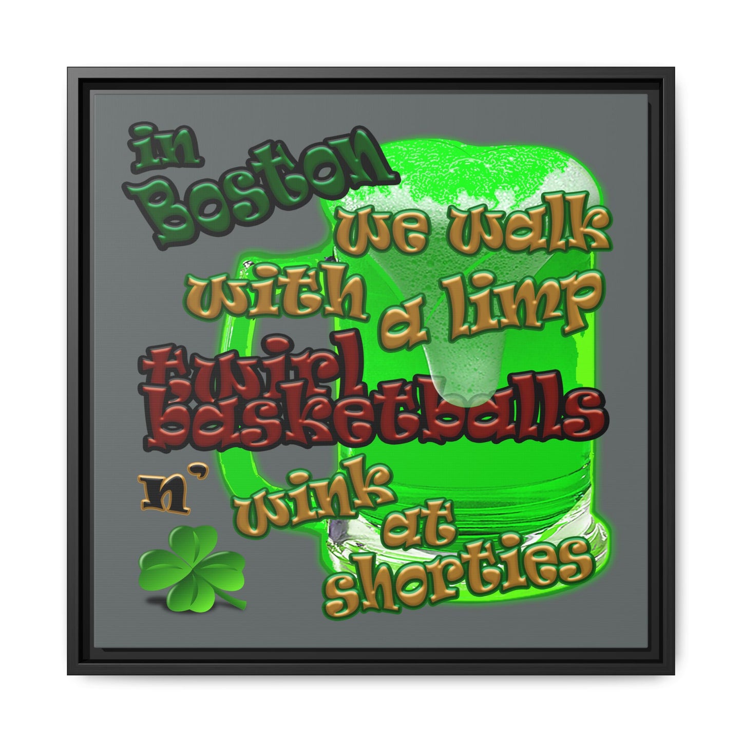 celtics logo - framed canvas art (dark grey)