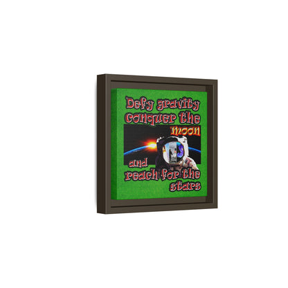 defy conquer reach - framed canvas art (green turf)