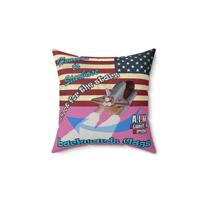 shoot for the stars - Faux Suede Square Pillow - (light pink)