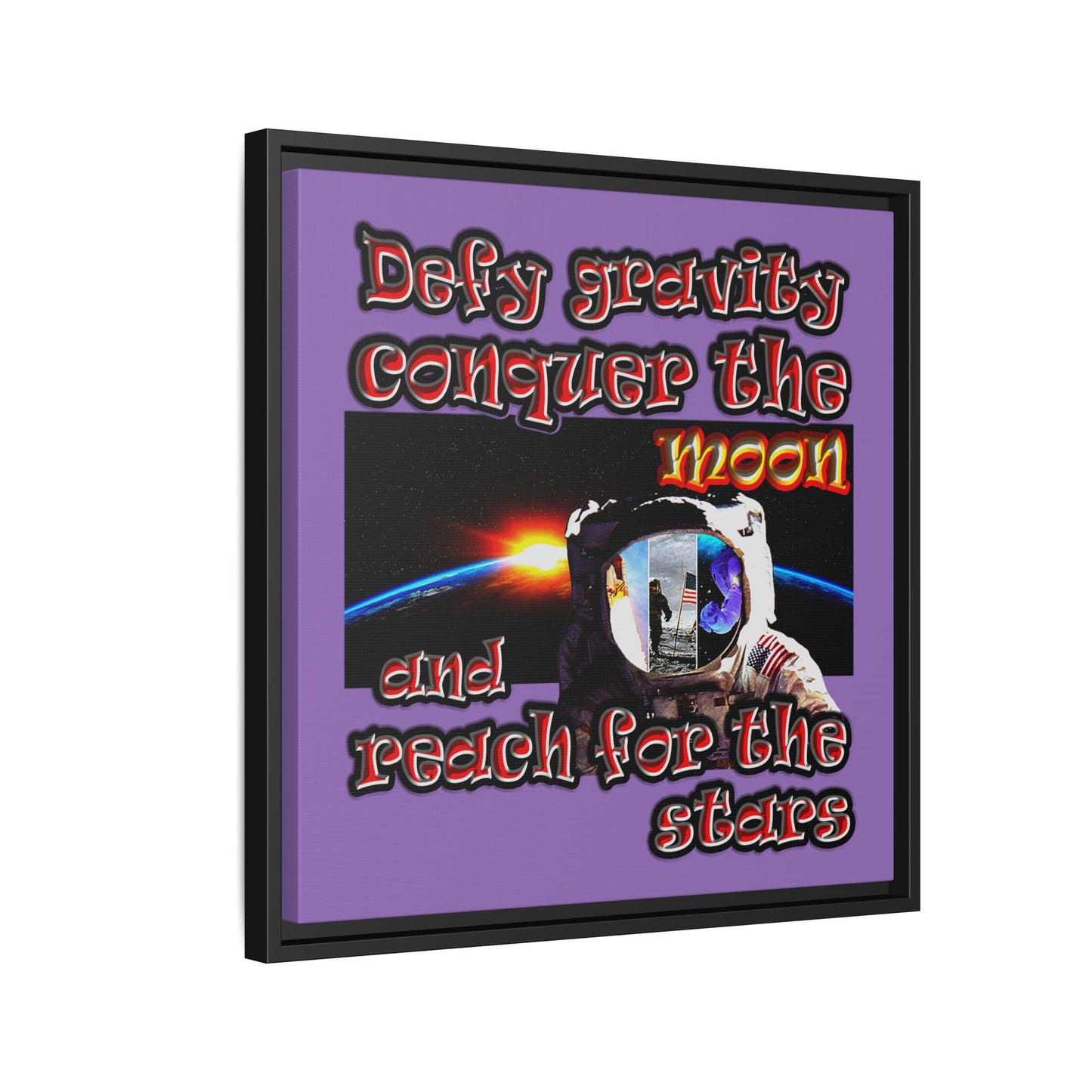 defy conquer reach - framed canvas art (light purple)