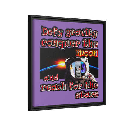 defy conquer reach - framed canvas art (light purple)