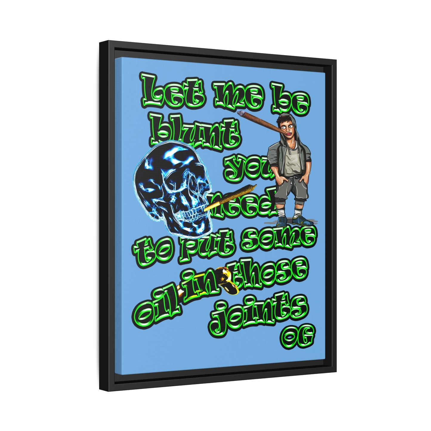 og - framed canvas art (light blue)