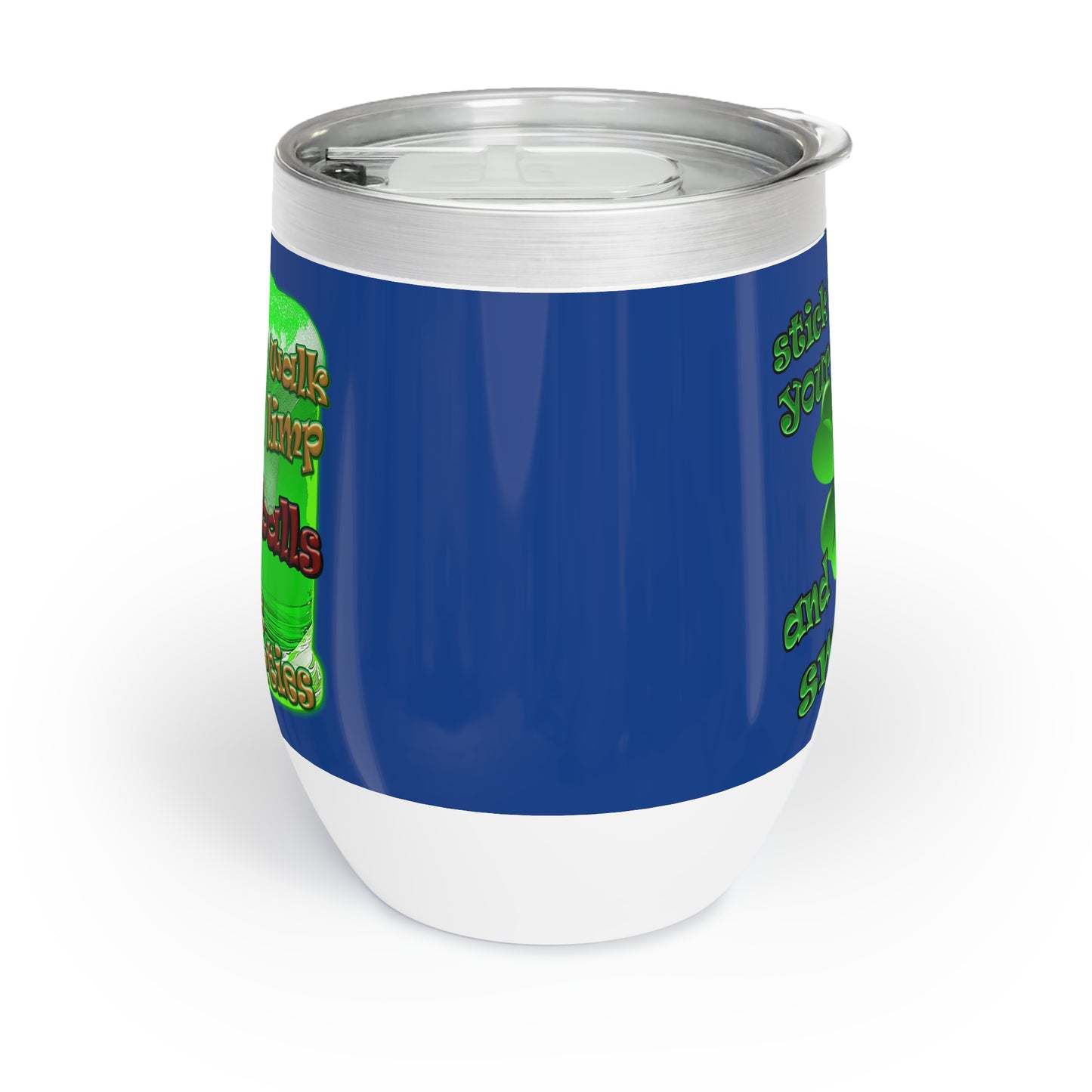 celtics logo - Chill Wine Tumbler (dark blue)