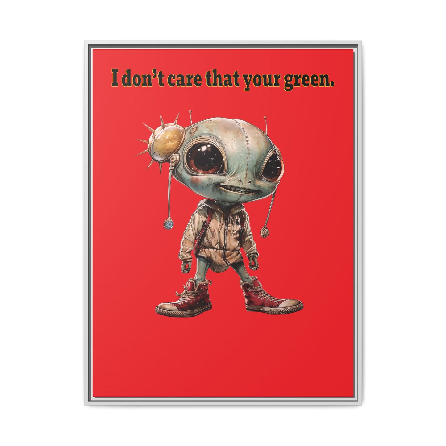 I don't care that your green - framed canvas art (red)