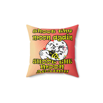 shoot the moon again - Spun Polyester Square Pillow - (yellow-orange wave)