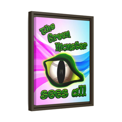 green monster - framed canvas art (light blue-pink wave)