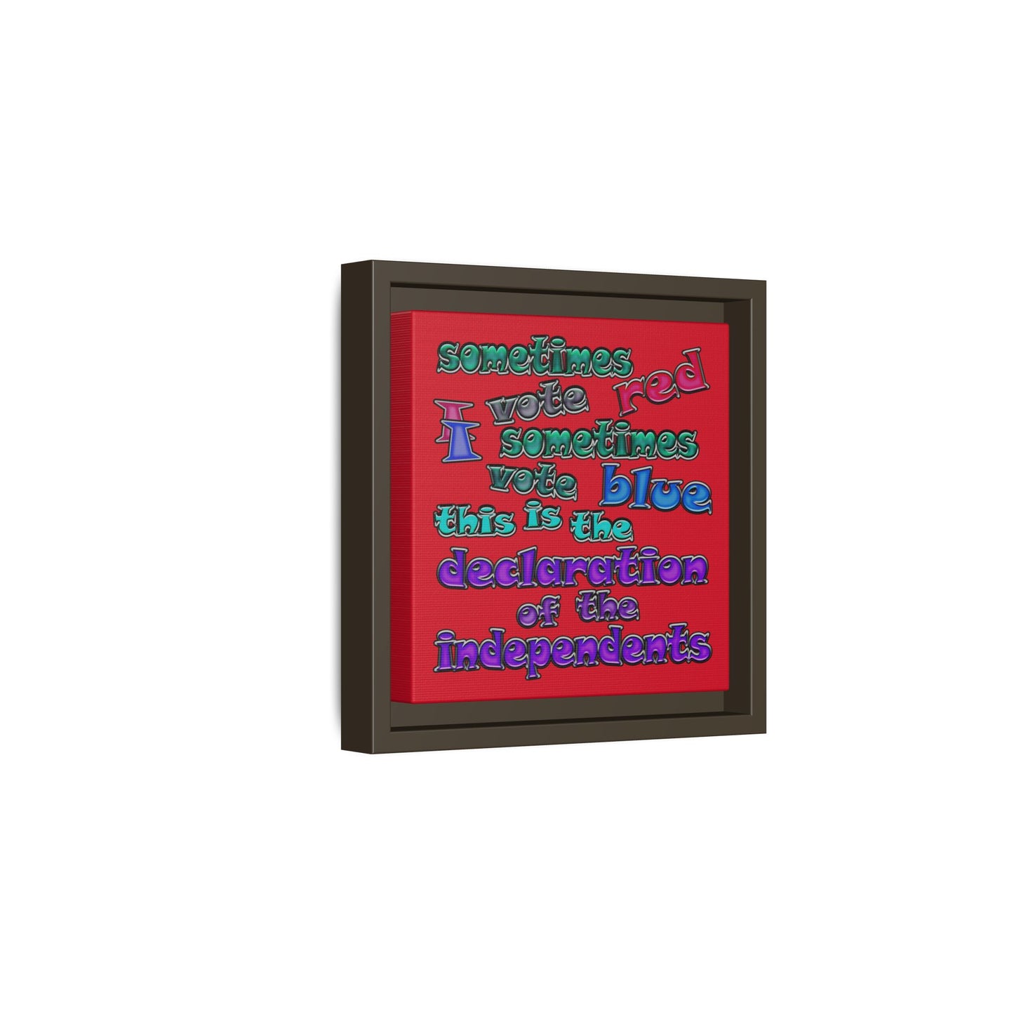 declaration of the independents - framed canvas art (dark red)
