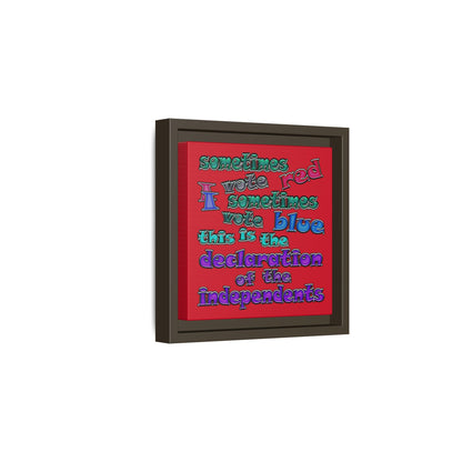 declaration of the independents - framed canvas art (dark red)